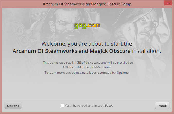 Benvenuto, stai per iniziare l'installazione di Arcanum Of Steamworks and Magick Obscura
