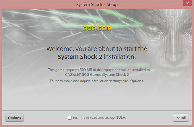 Benvenuto, stai per iniziare l'installazione di System Shock 2
