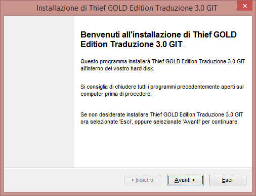 Benvenuto, stai per iniziare l'installazione della traduzione italiana 3.0 a cura del GIT